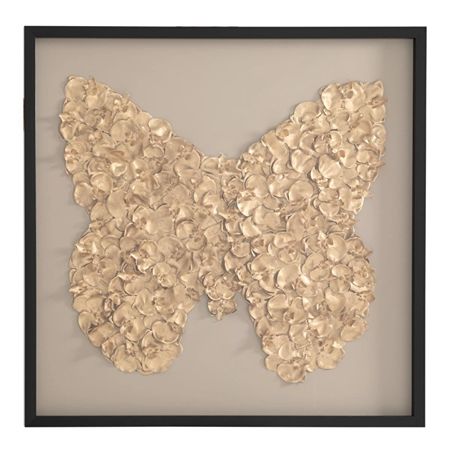 Mudo Home Golden Butterfly Cam Tablo 100x100cm