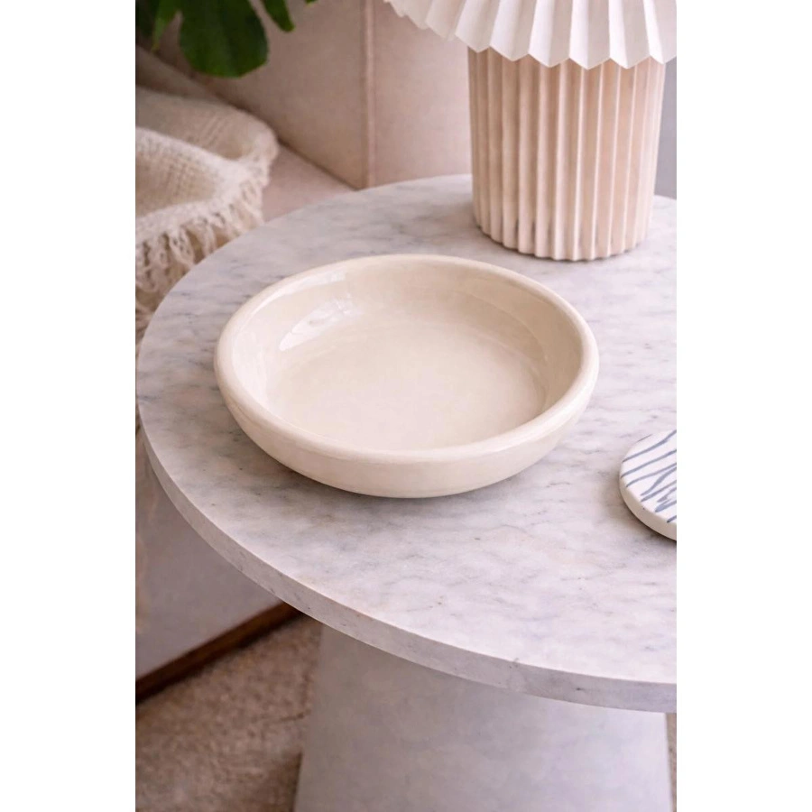 Beige & Stone Krem Donut Seramik Yemek Tabağı – 21,5 Cm