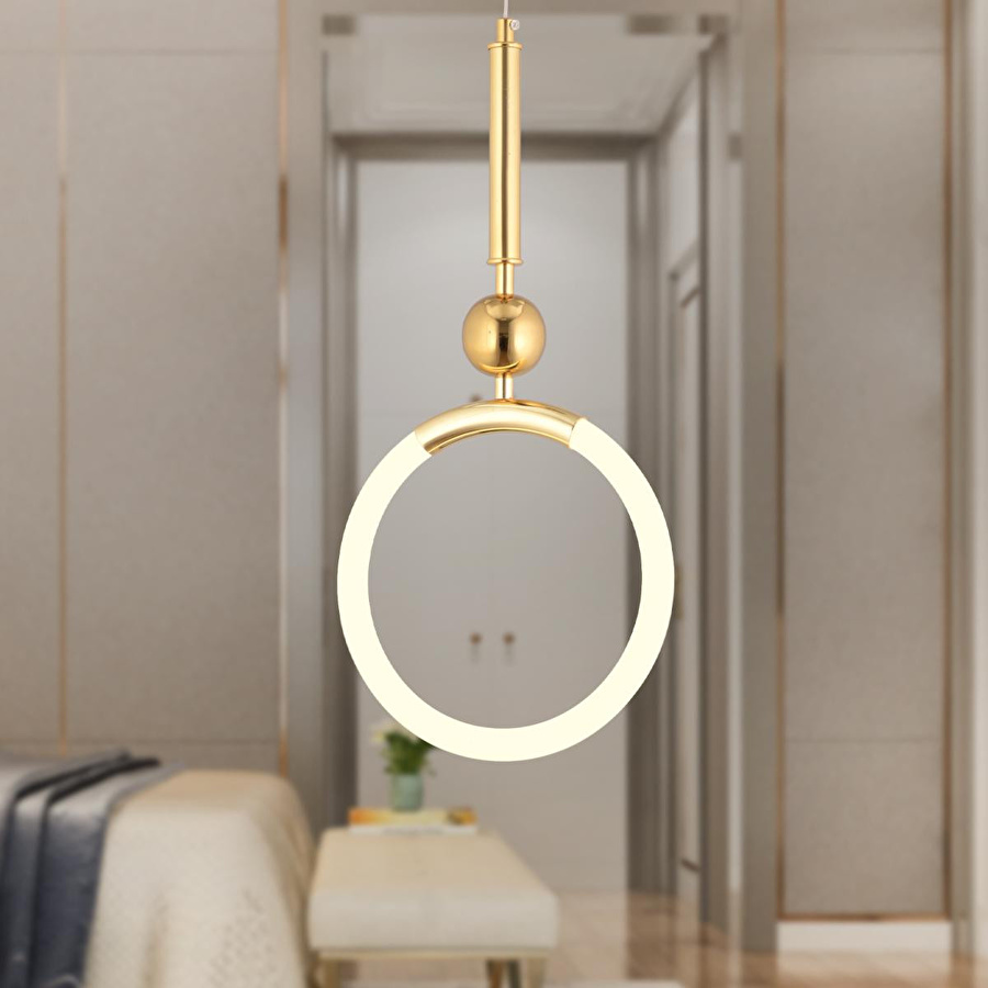Apliqa Struer Tekli Gold Ledli 20 Watt Modern Koridor, Yatak Odası Salon Sarkıt Led Avize