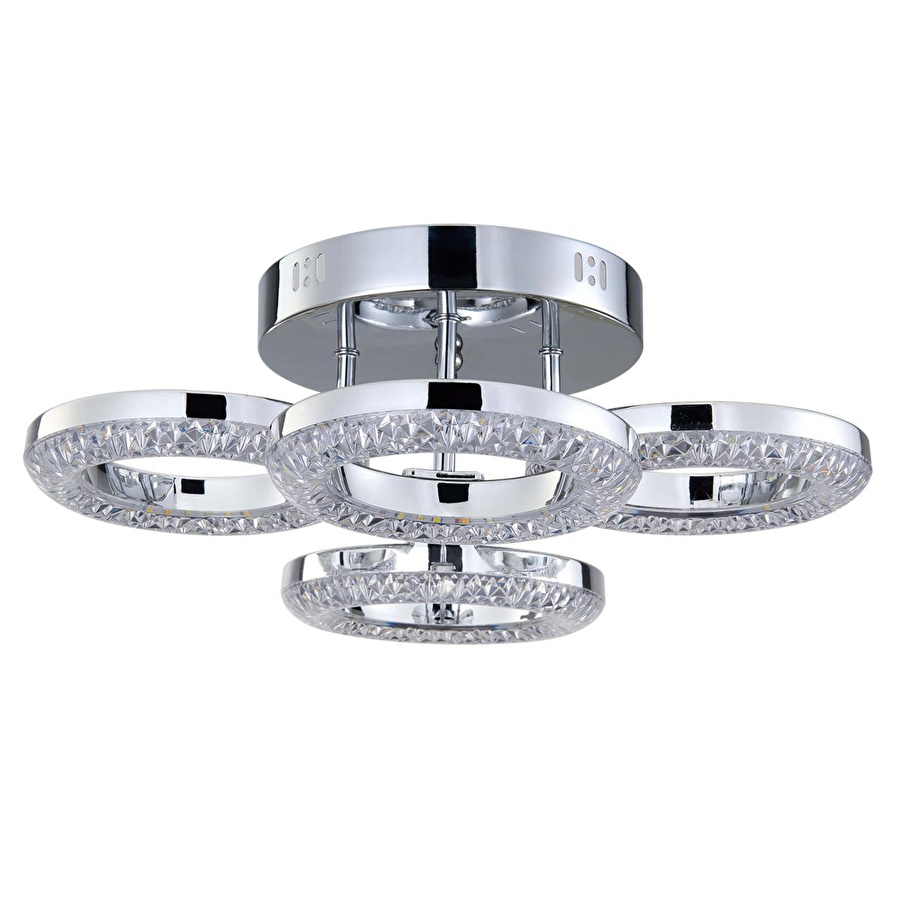 Apliqa Oylum 4'lü Krom 24 Watt Kristalli Koridor Salon Led Plafonyer Avize