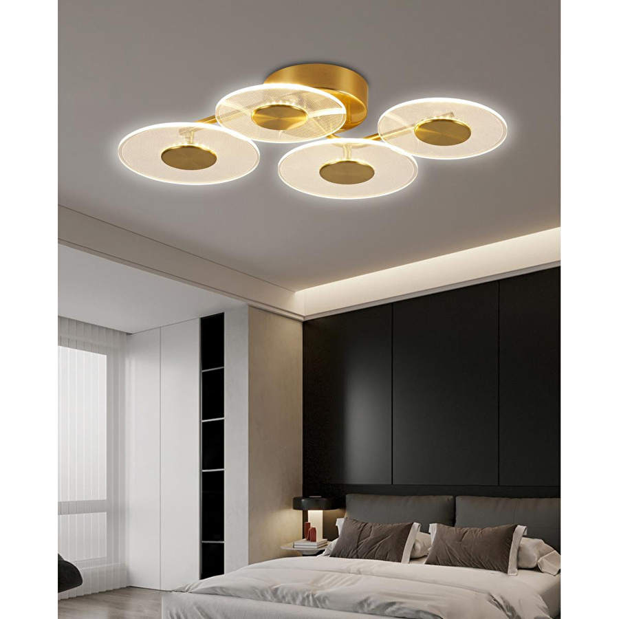 Apliqa Callista 4'lü Gold 12 Watt Plafonyer 3 Renkli Led Avize