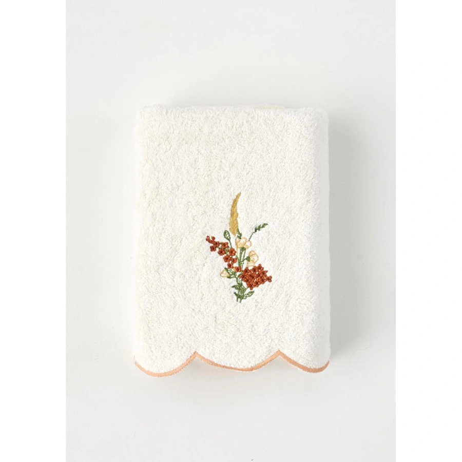 Bella Maison %100 Pamuk Flores Yüz Havlusu Krem (50x90 Cm)