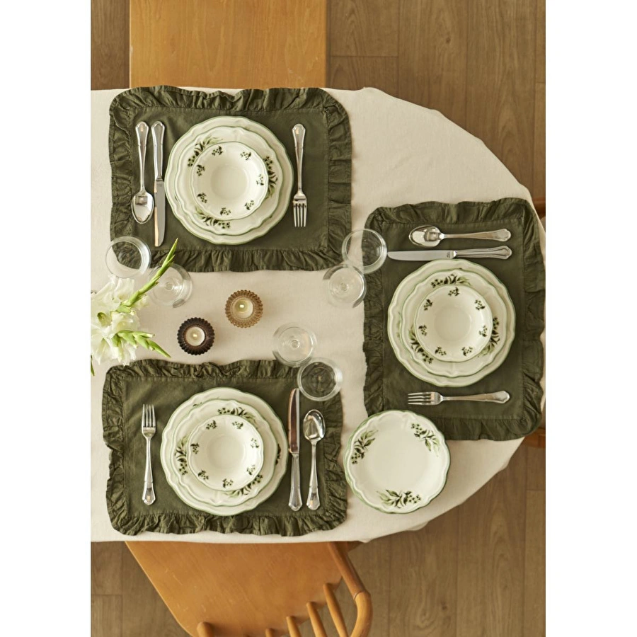 Bella Maison Julia Stoneware 48 Parça 12 Kişilik Yemek Takımı Yeşil