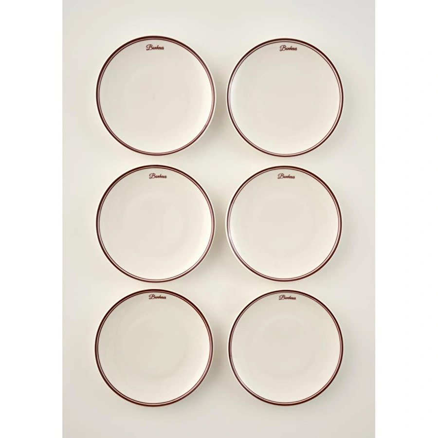 Bella Maison Bonheur Porselen 6'lı Pasta Tabağı Seti Bordo (21 Cm)