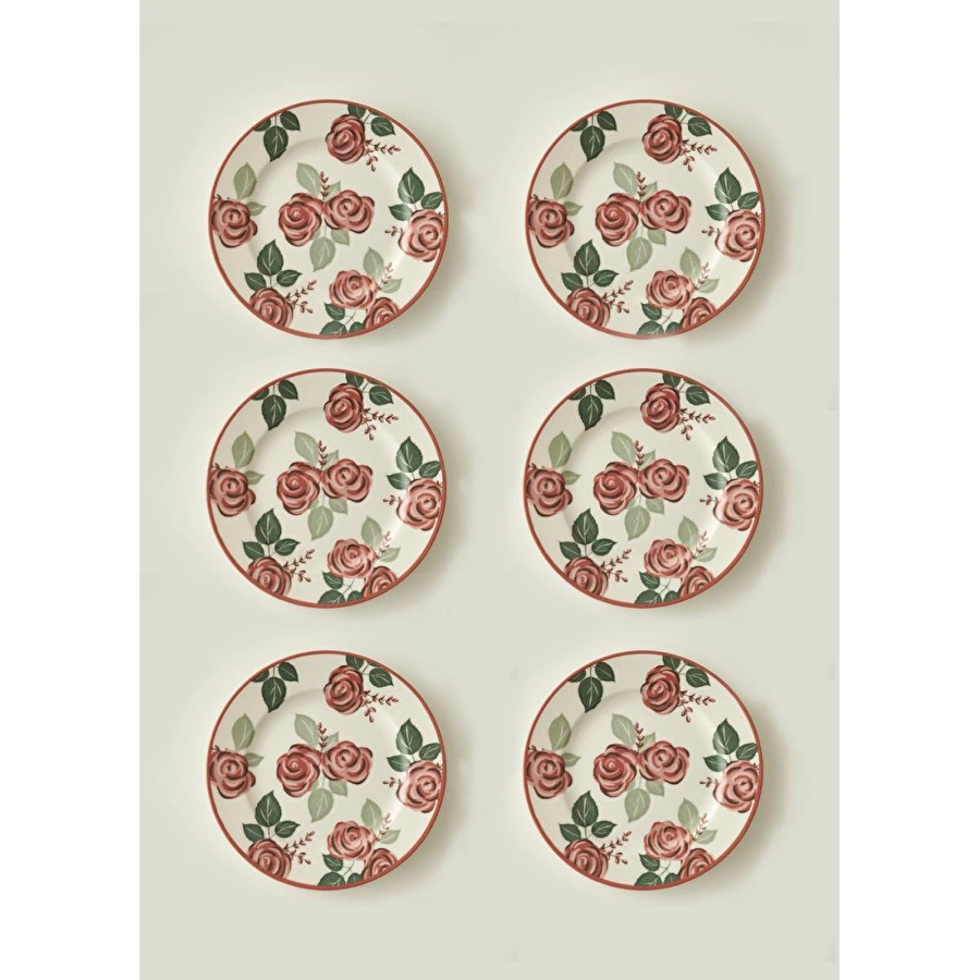 Bella Maison Rose Porselen 6'lı Pasta Tabağı (21 Cm)