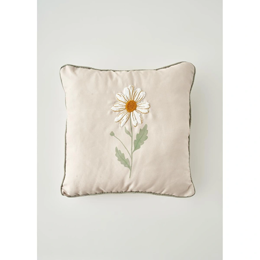 Bella Maison Daisy Biyeli Punchlı Dekoratif Yastık Kılıfı Bej (43x43 Cm) Bej