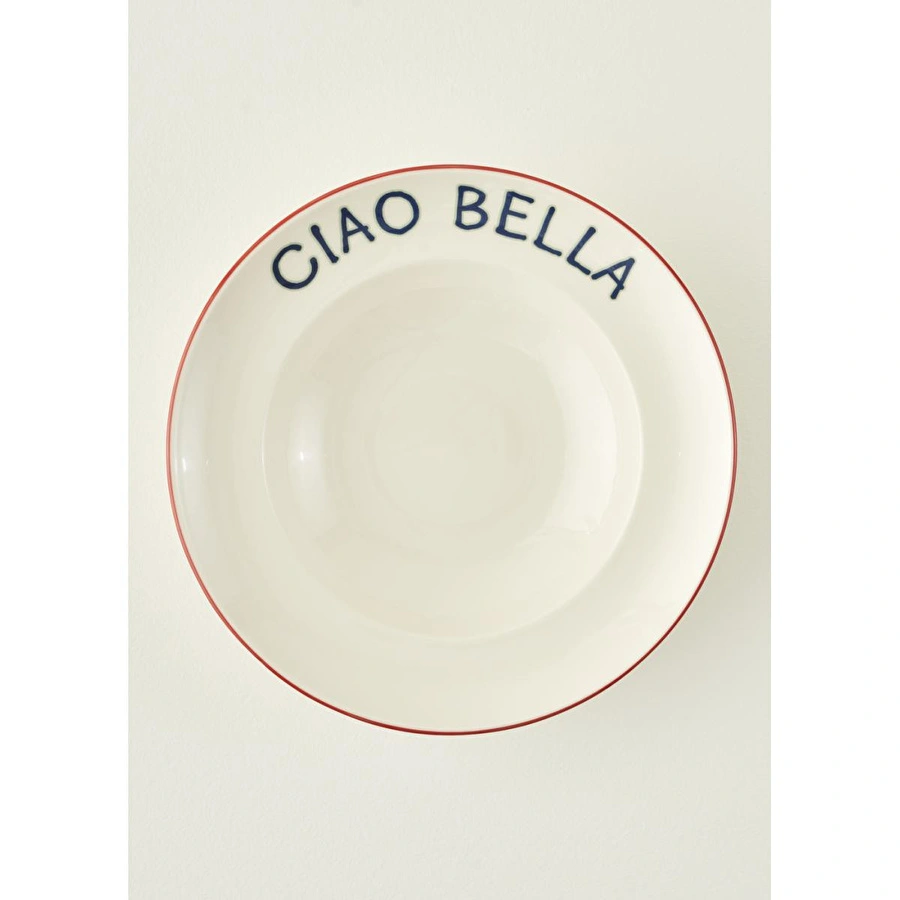 Bella Maison Line Porselen Makarna Tabağı Kırmızı (28 Cm) Kırmızı