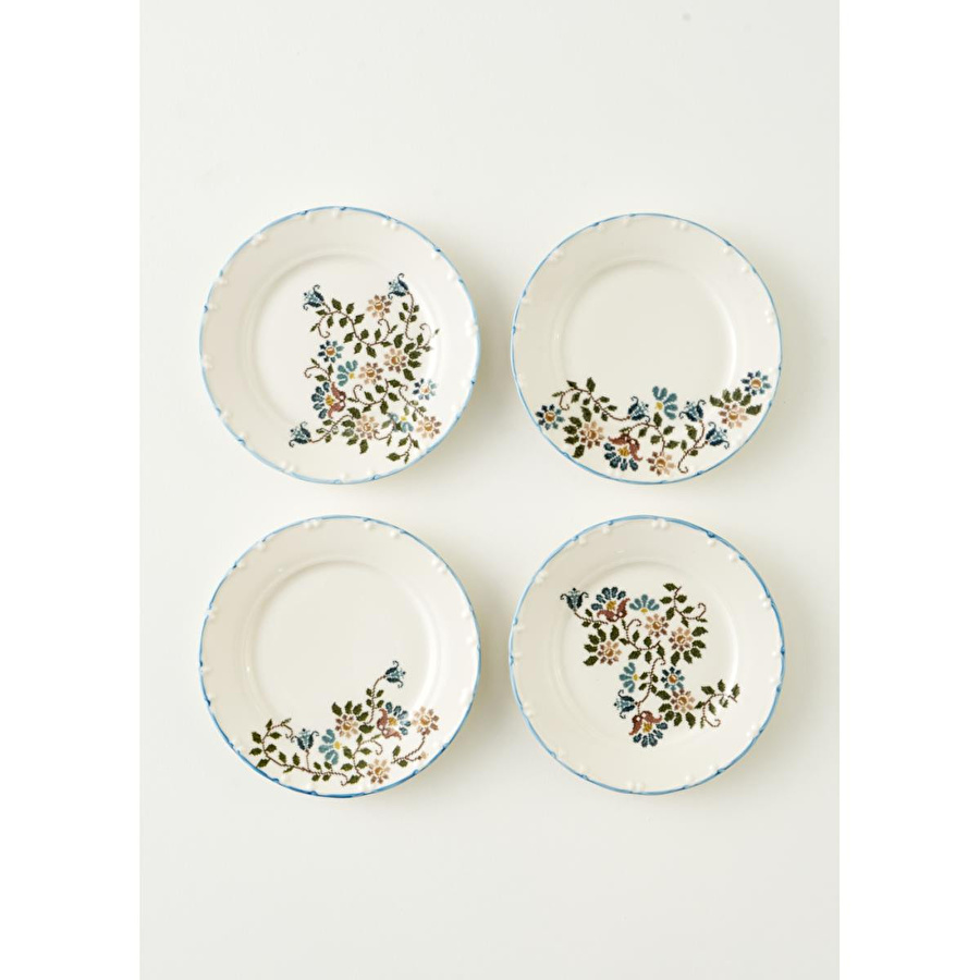 Bella Maison Vintage Porselen Pasta Tabağı 4'lü Mavi (20 Cm) Mavi