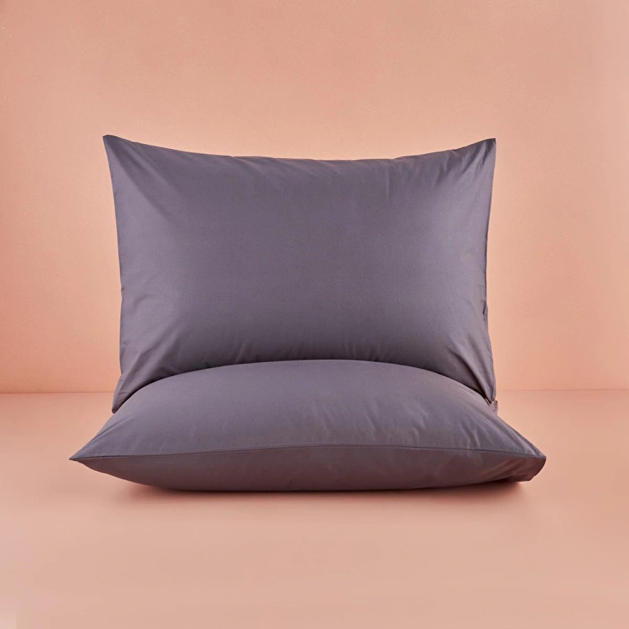 Bella Maison %100 Pamuk Saten Supreme 2'li Yastık Kılıfı Antrasit (50x70 Cm) Antrasit