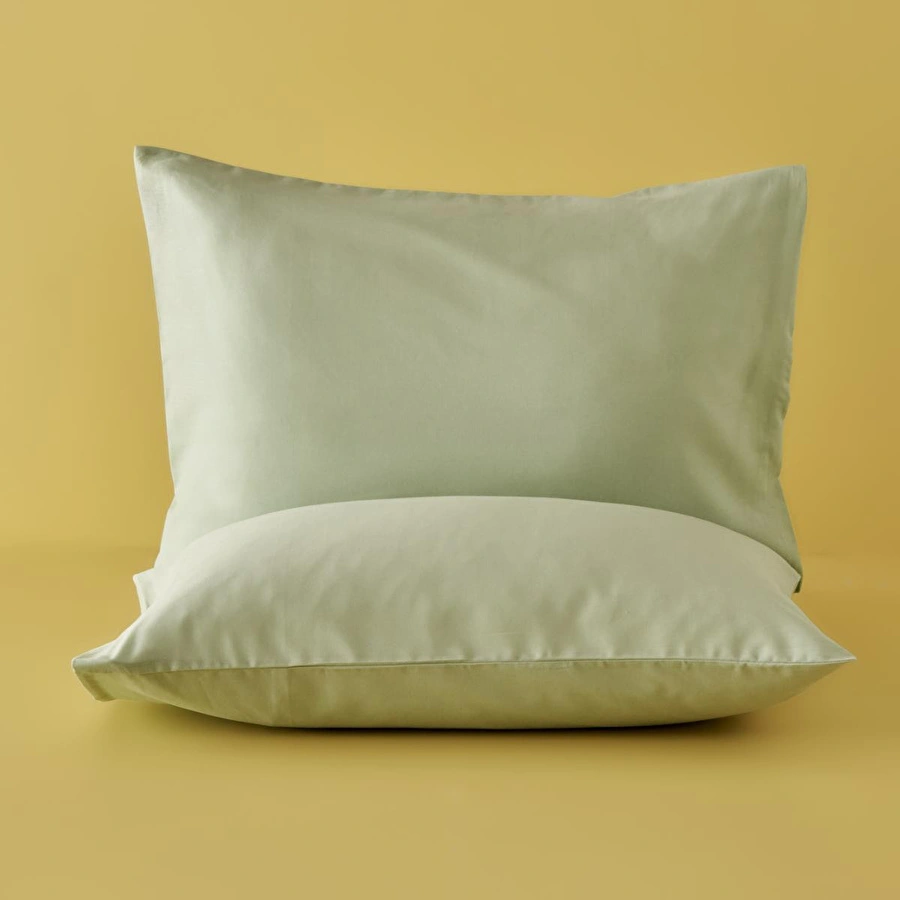 Bella Maison %100 Pamuk Ranforce Basic Yastık Kılıfı 2'li Sisli Yeşil (50x70 Cm) Sisli Yeşil