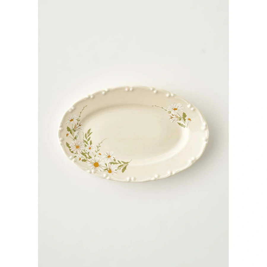 Bella Maison Daisy Porselen Sunum Tabağı Krem (20 Cm) Krem