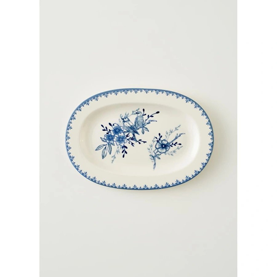 Bella Maison Bleu Blanc Porselen Küçük Sunum Tabağı Mavi (25 Cm) Mavi