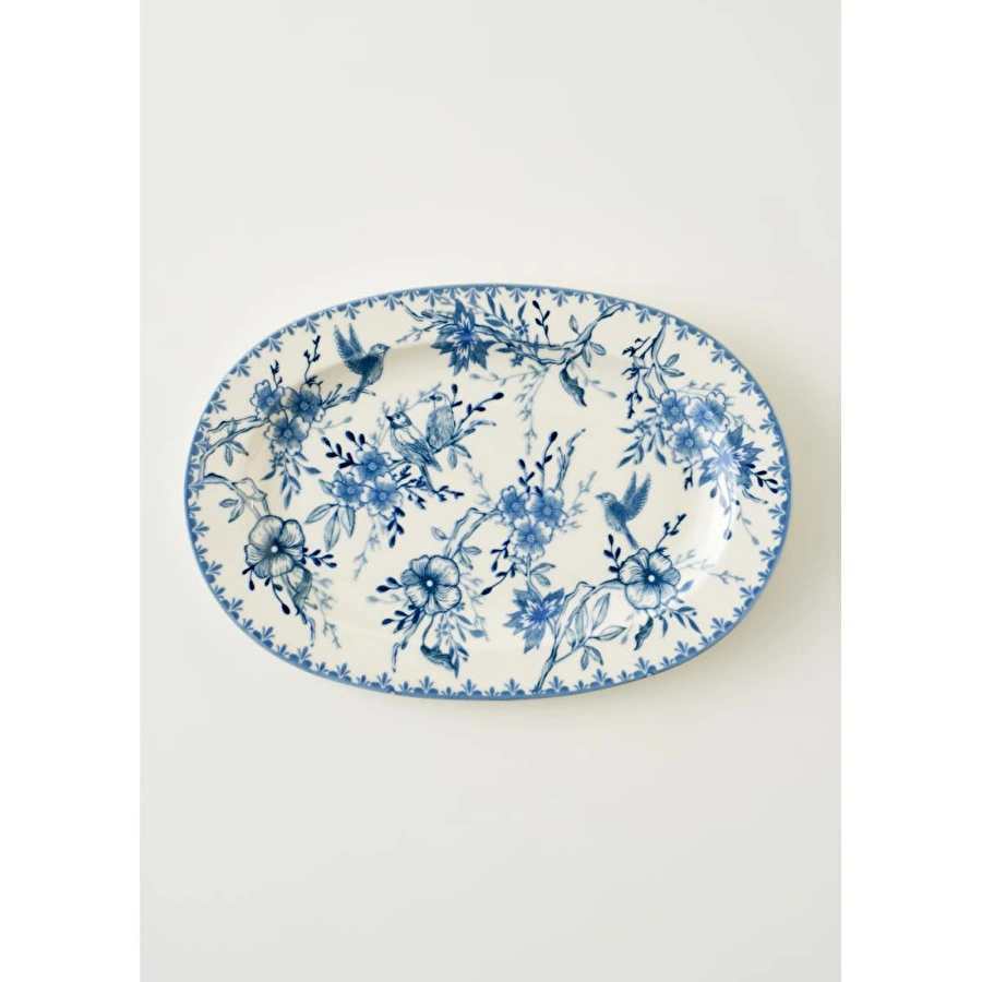 Bella Maison Bleu Blanc Porselen Büyük Sunum Tabağı Mavi (30 Cm) Mavi