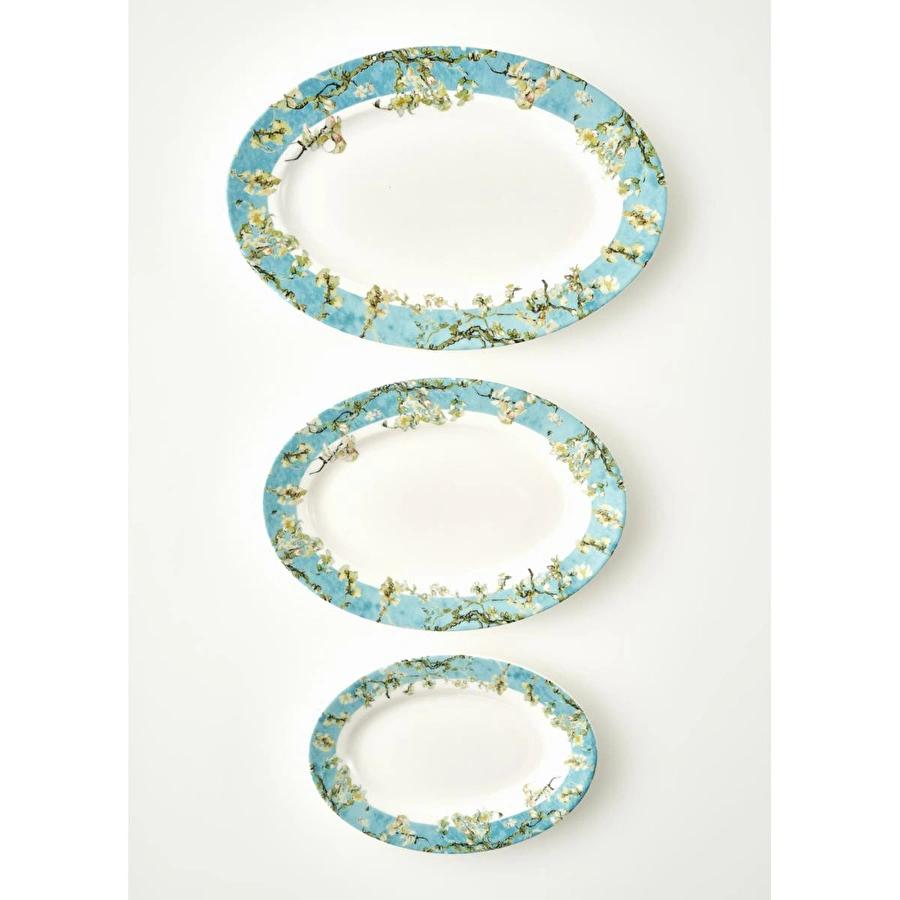 Bella Maison Van Gogh Almond Blossom Porselen Sunum Tabağı 3'lü Turkuaz