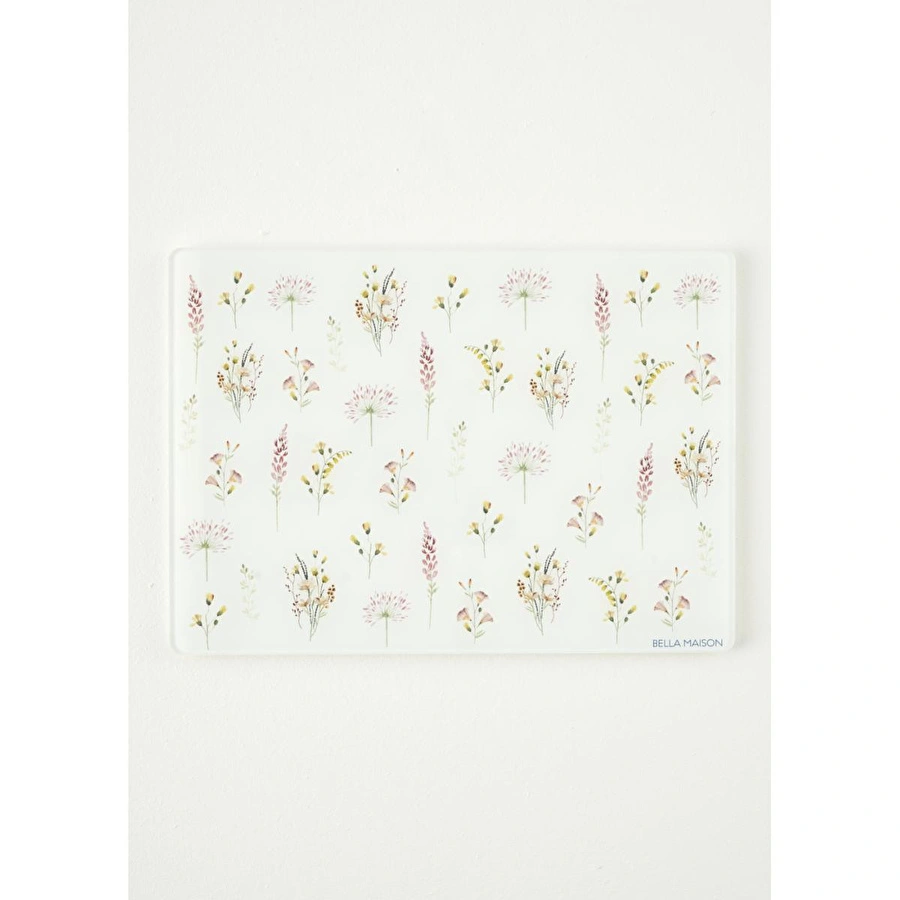 Bella Maison Flores Cam Kesme Tahtası (35x25 Cm) Çok Renkli