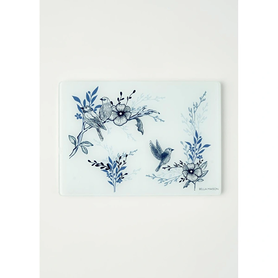 Bella Maison Bleu Blanc Cam Kesme Tahtası Mavi (35x25 Cm) Mavi