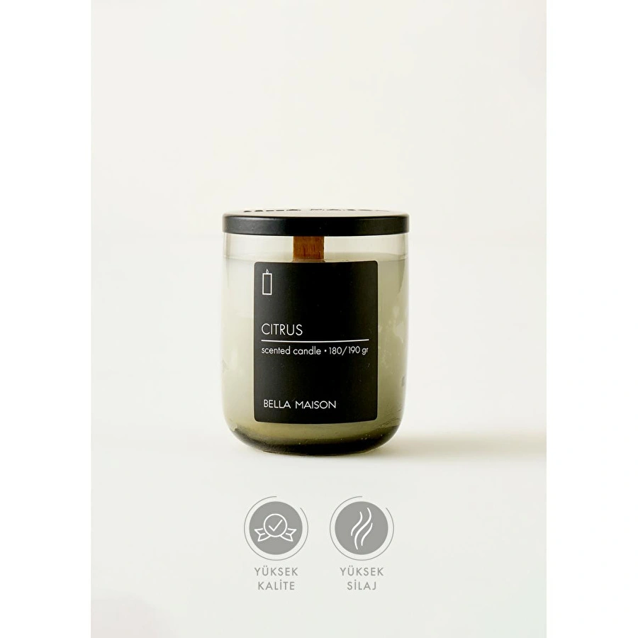 Bella Maison Citrus Ahşap Fitilli Soy Wax Mum Antrasit