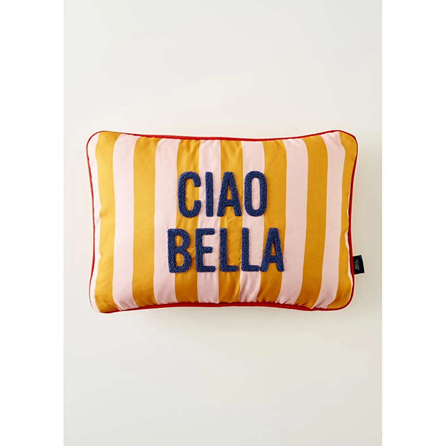 Bella Maison Line Mottolu Punch Nakışlı Kırlent Kılıfı Turuncu (35x50 Cm) Turuncu