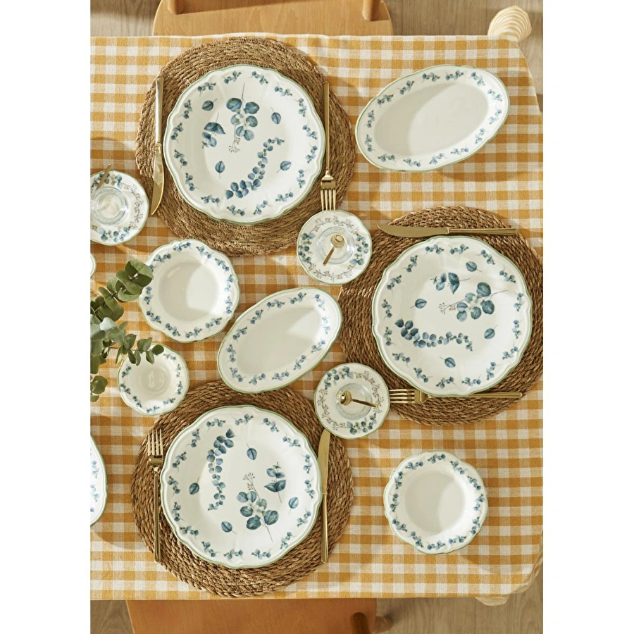 Bella Maison Ocaliptus Stoneware 26 Parça 6 Kişilik Kahvaltı Takımı Yeşil Yeşil