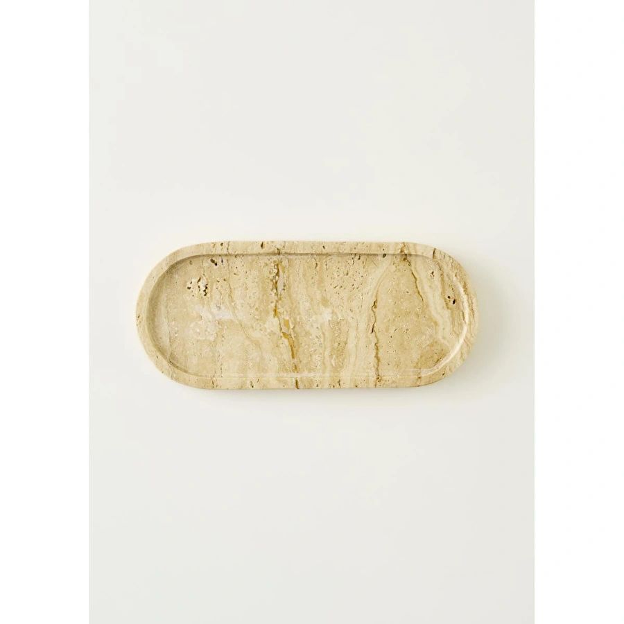 Bella Maison Ephesus Traverten Oval Dekoratif Tabak Naturel (12x28 Cm) Naturel