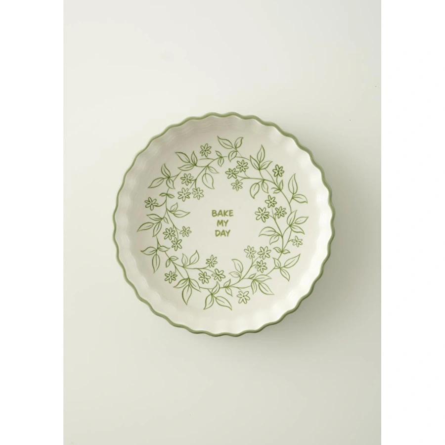 Bella Maison Floral Stoneware Fırın Kabı Beyaz (26x5 Cm) Beyaz