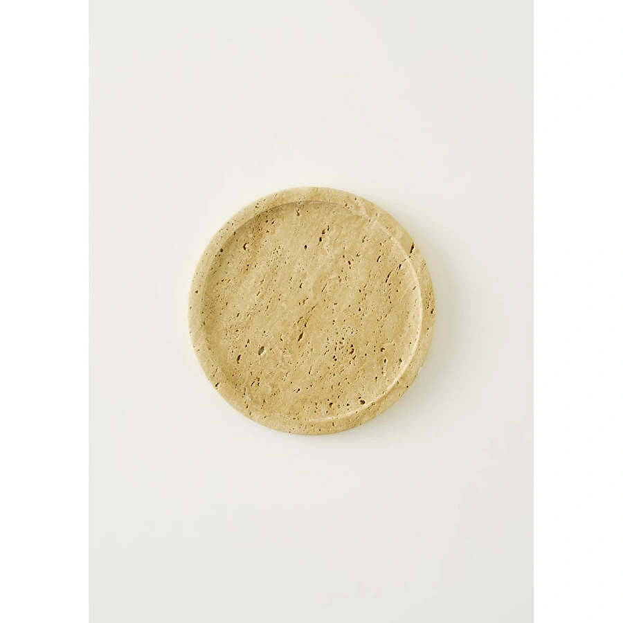 Bella Maison Ephesus Traverten Yuvarlak Dekoratif Tabak Naturel (20x4 Cm) Naturel