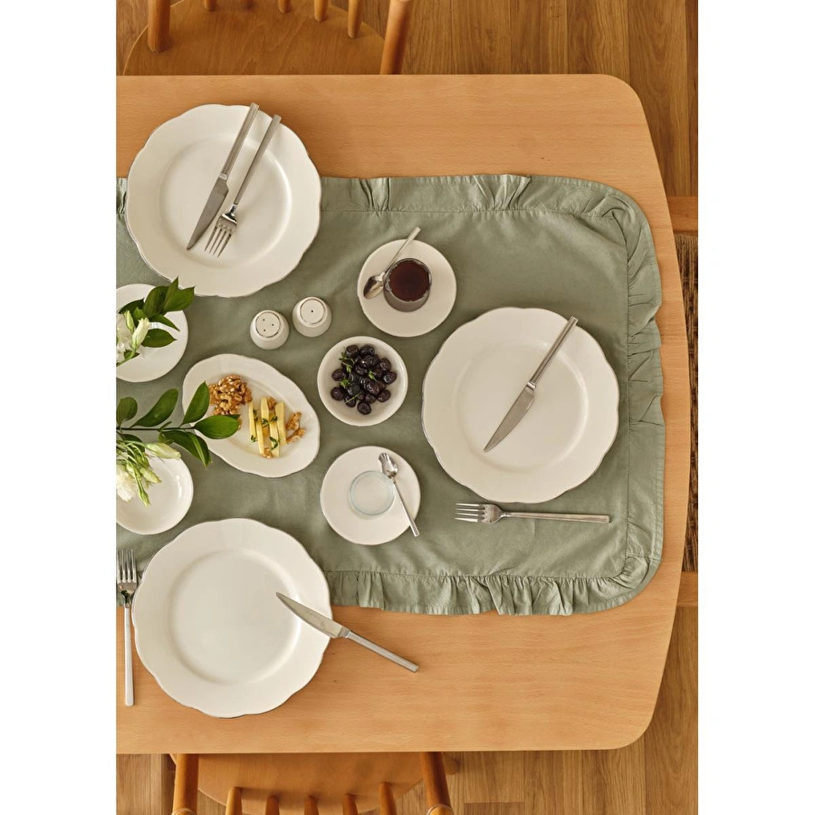Bella Maison Clover Porselen 26 Parça 6 Kişilik Kahvaltı Takımı Silver Silver