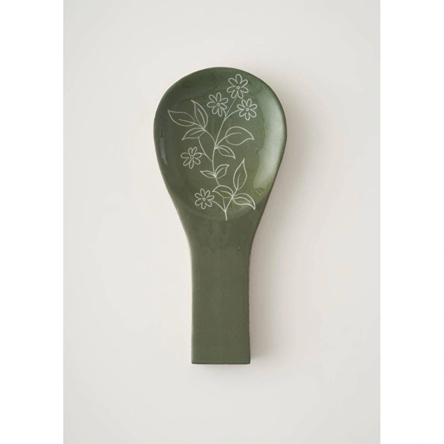 Bella Maison Floral Mango Kirli Kaşıklık Yeşil (25x11,2x2 Cm) Yeşil