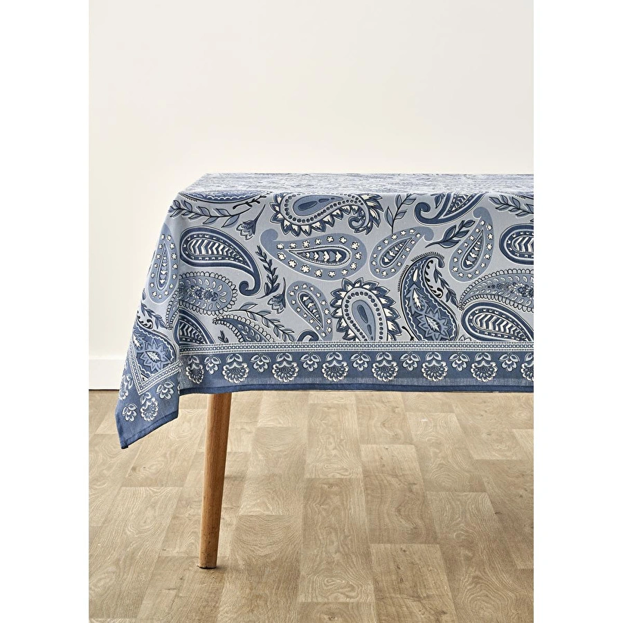 Bella Maison Paisley Baskılı Masa Örtüsü Mavi (150x250 Cm) Mavi