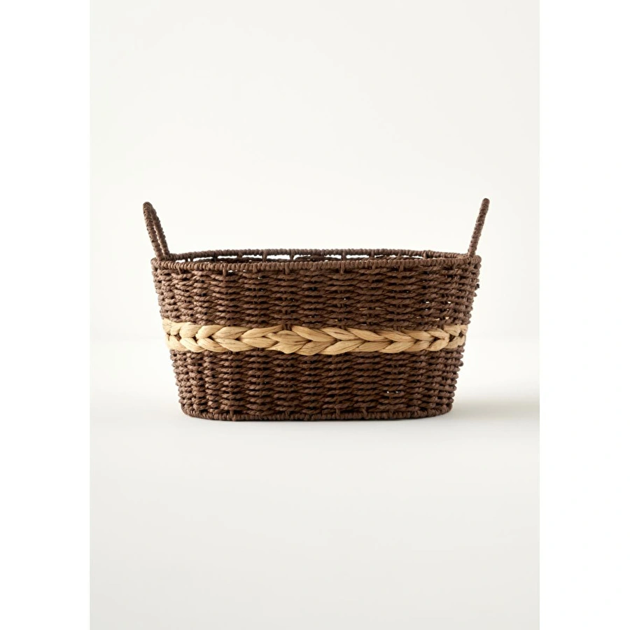 Bella Maison Neroa Kulplu Sepet Naturel (34x28x23 Cm) Naturel