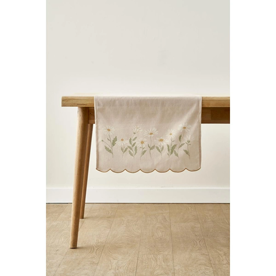 Bella Maison Daisy Scallop Kenar Runner Bej (50x150 Cm) Bej