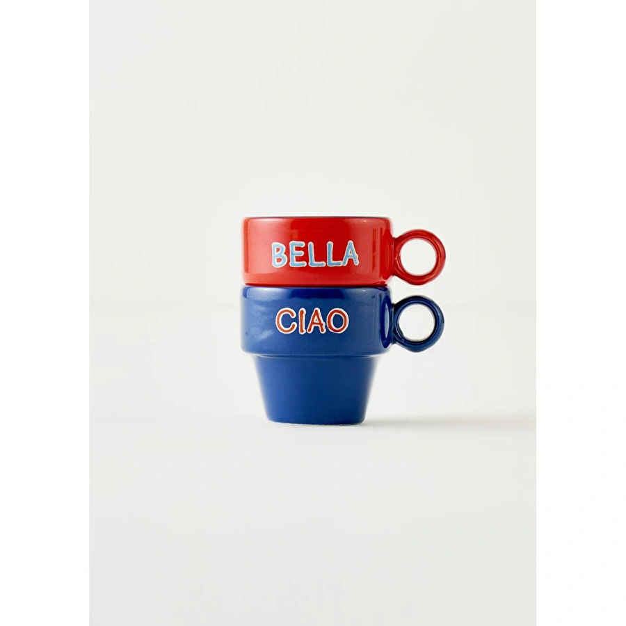 Bella Maison Line Espresso 2'li Seti Mavi-kırmızı (105 Cc) Çok Renkli
