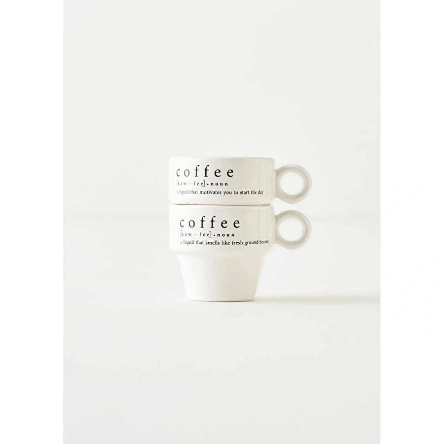 Bella Maison Coffeeaholic Seramik Espresso 2'li Set Siyah (105 Cc) Siyah