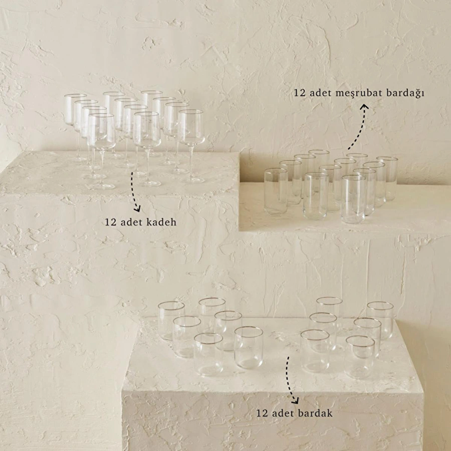 Bella Maison Premium Bardak-kadeh Seti 36'lı Silver