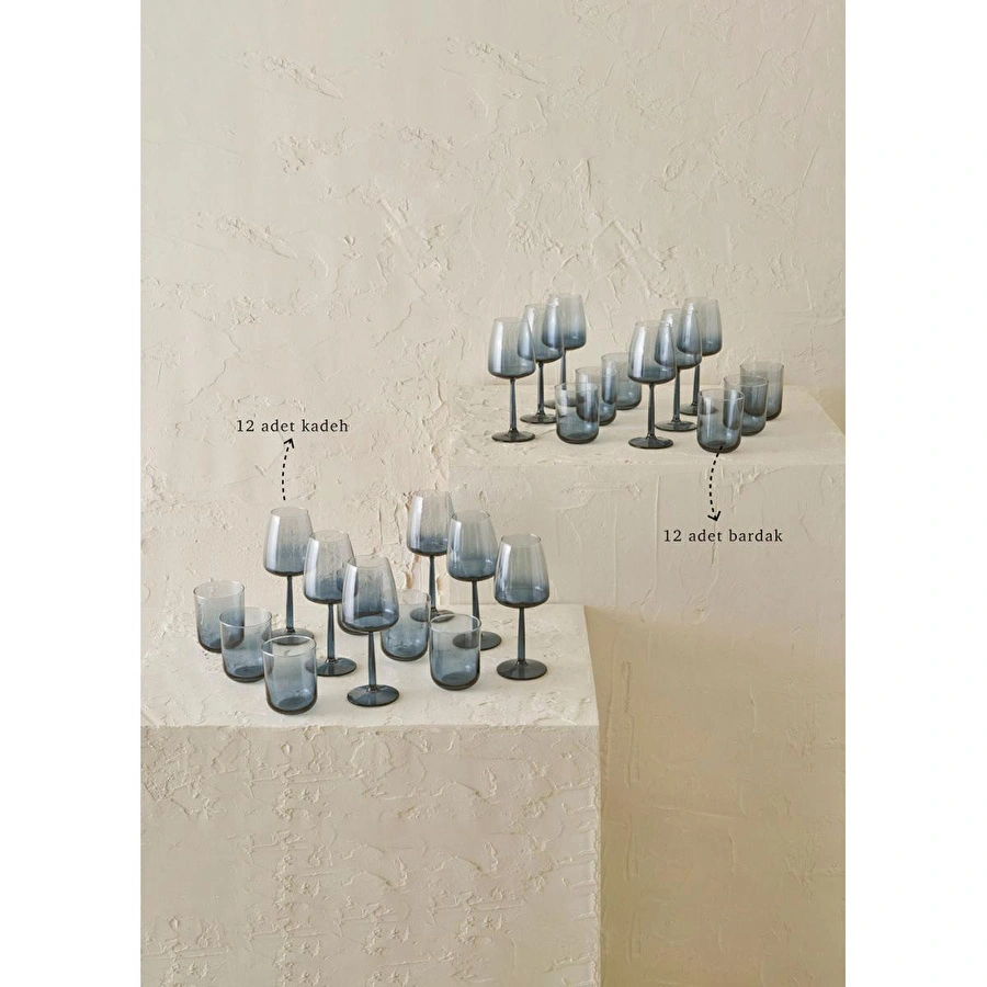 Bella Maison Soft Bardak-kadeh Seti 24'lü Mavi