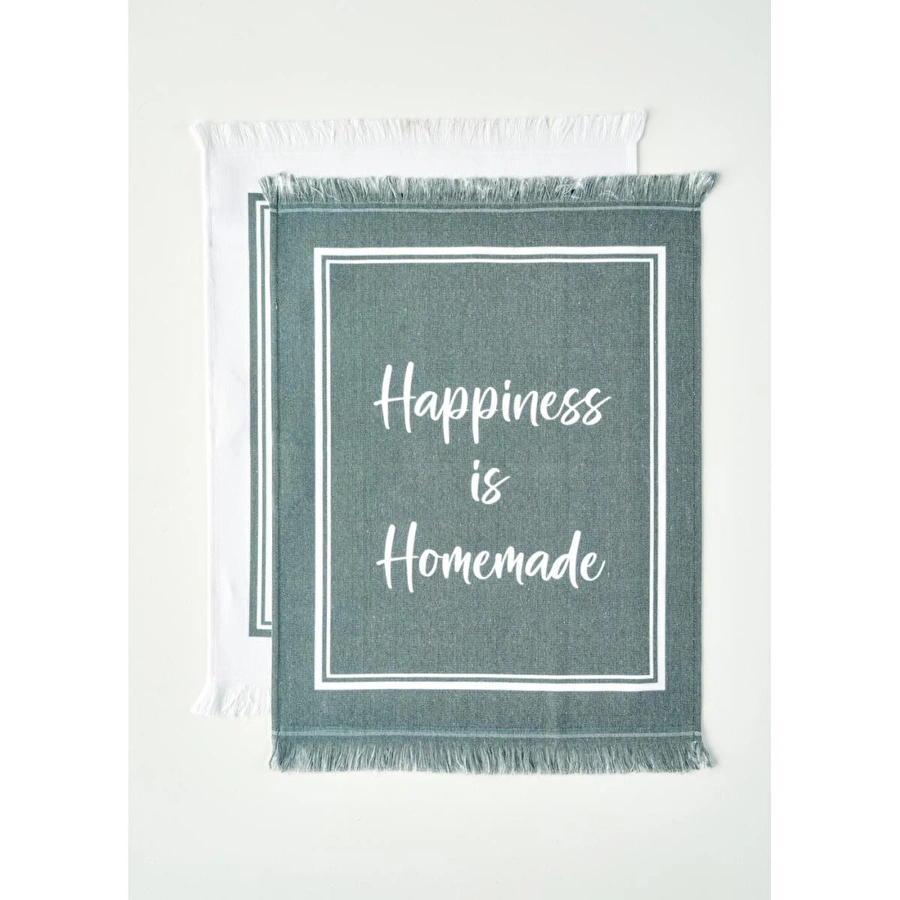 Bella Maison Happiness Pamuklu Kurulama Bezi 2'li Yeşil (40x50 Cm) Yeşil