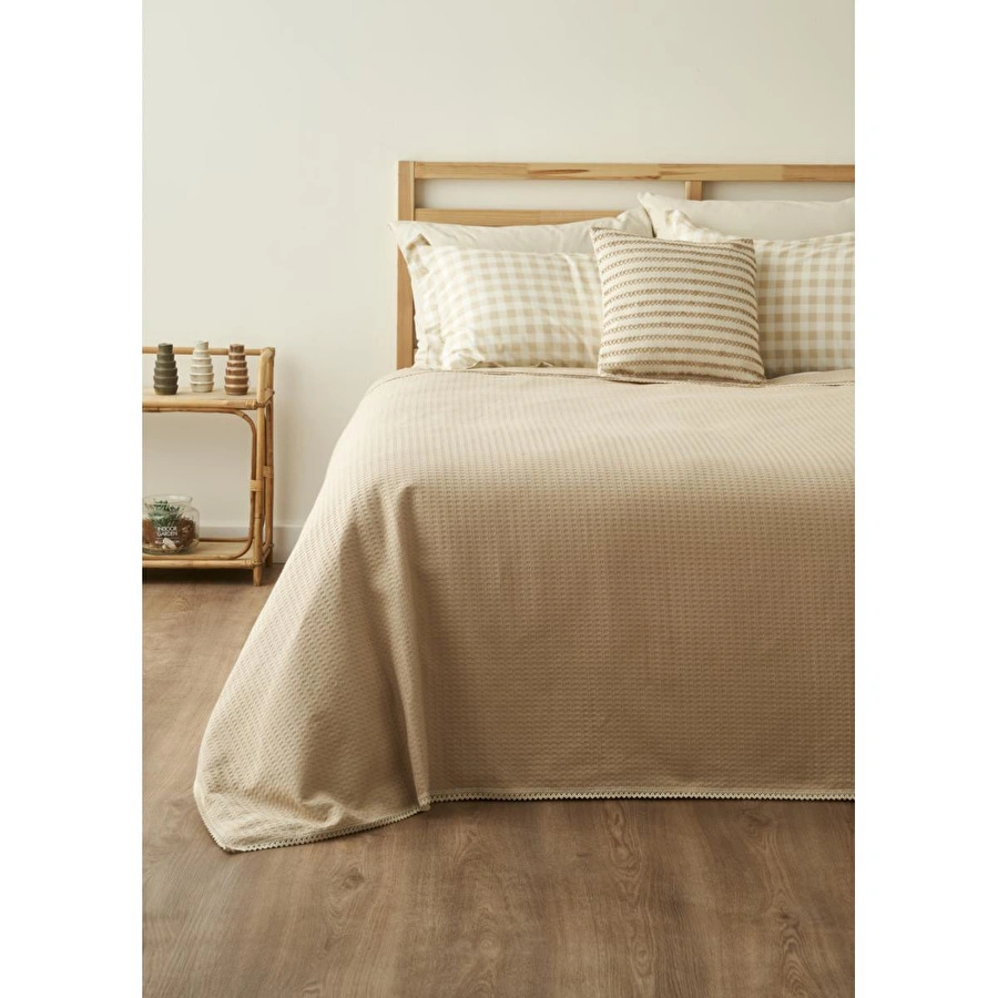 Bella Maison Stormi Pamuklu Çift Kişilik Waffle Pike Bej (200x220 Cm) Bej