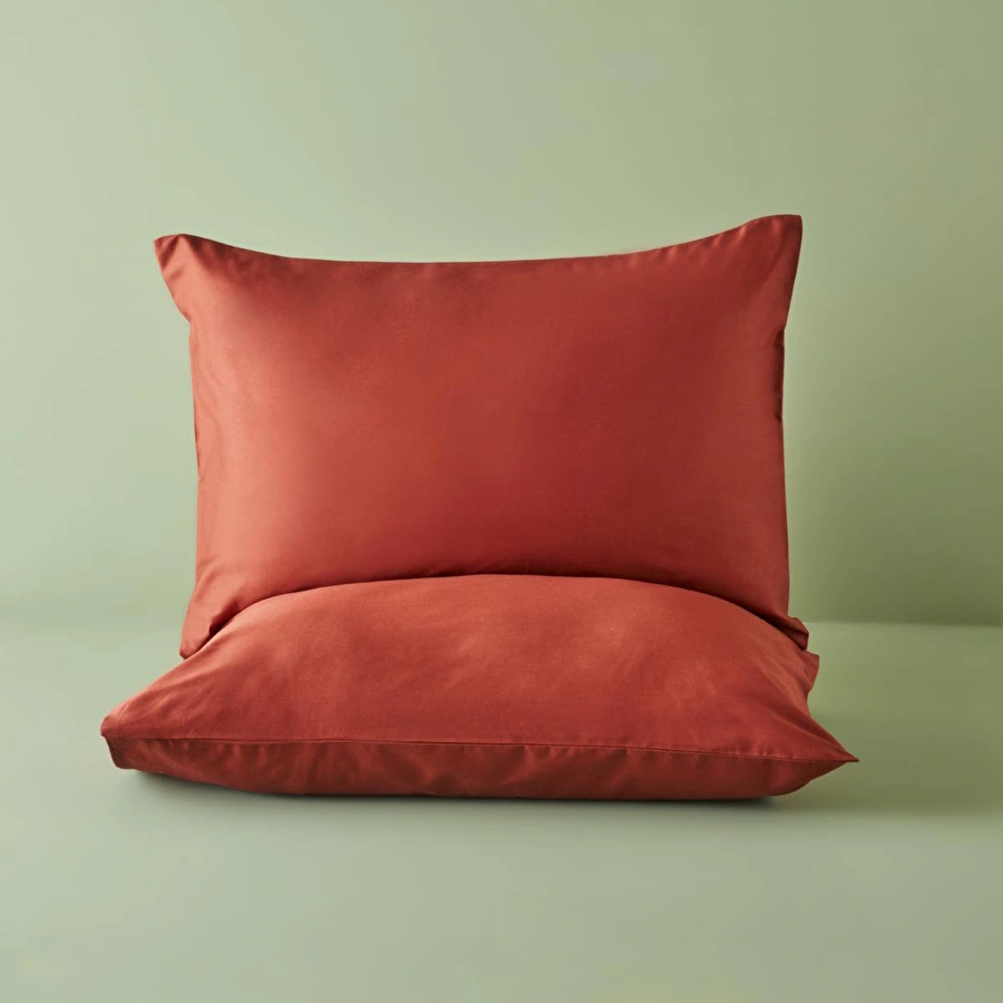Bella Maison %100 Pamuk Saten Supreme 2'li Yastık Kılıfı Kiremit (50x70 Cm) Kiremit