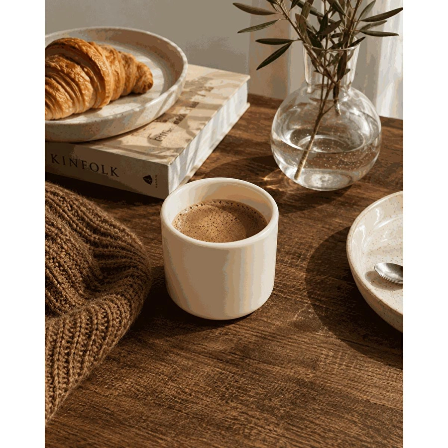 Beige & Stone Krem Seramik Kupa 175 Ml Minimal Kahve Kupası Çay Fincanı Espresso Ve Türk Kahvesi Bardağı