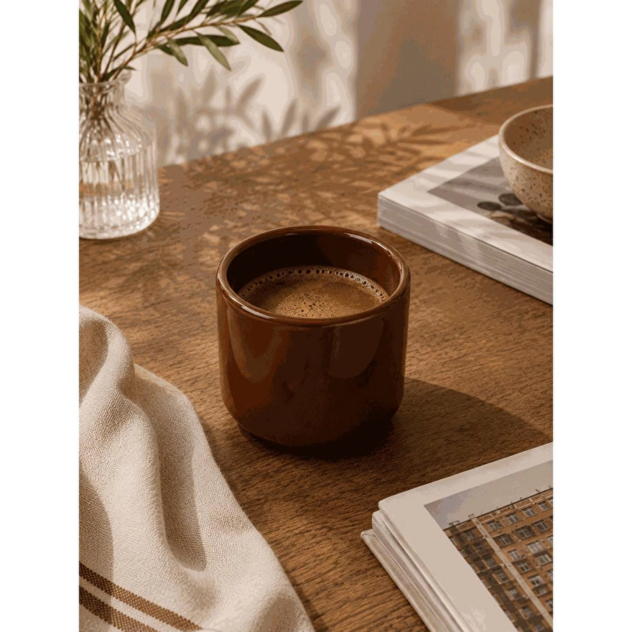 Beige & Stone Kahverengi Seramik Kupa 175 Ml Minimal Kahve Kupası Çay Fincanı Espresso Ve Türk Kahvesi Bardağı