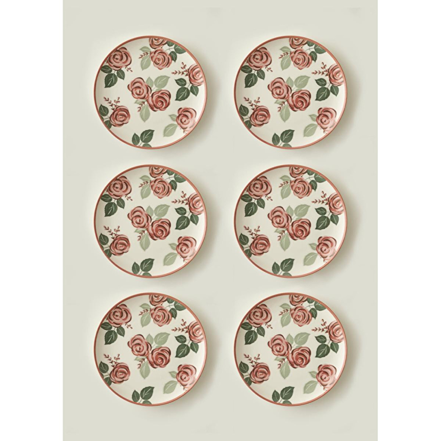 Bella Maison Rose Porselen 6'lı Servis Tabağı (26 Cm)