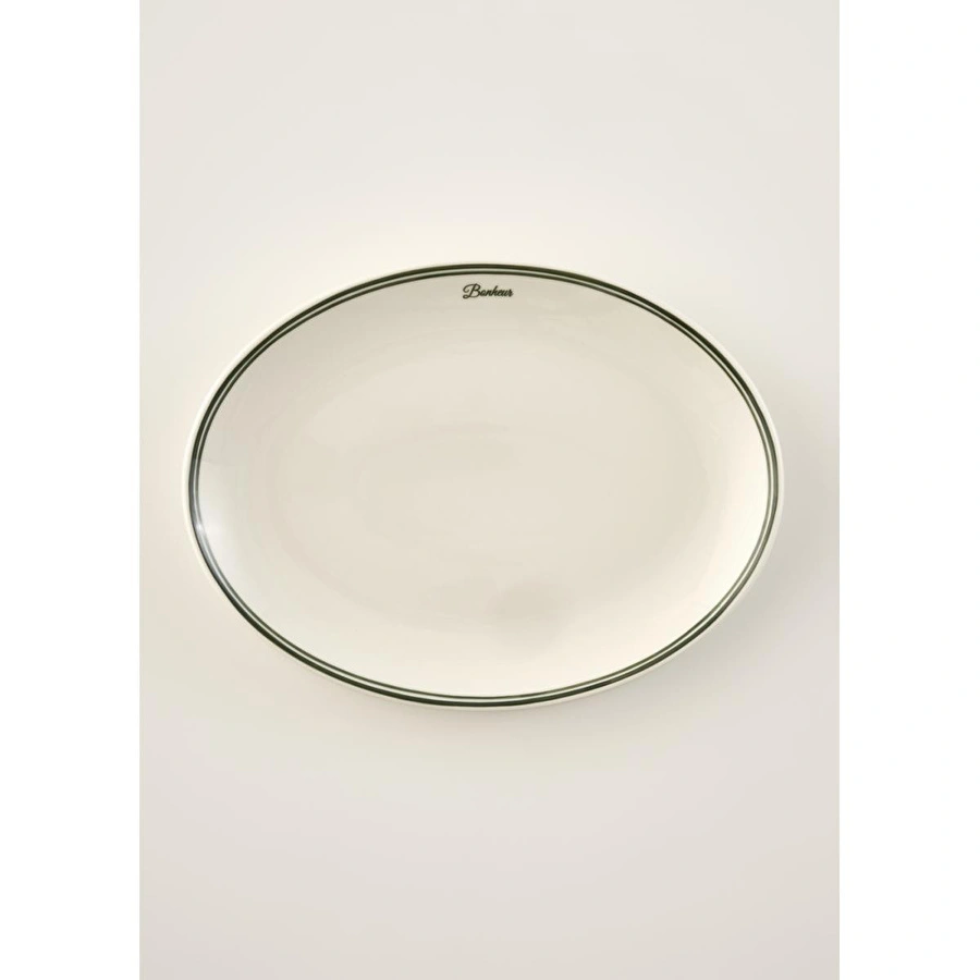 Bella Maison Bonheur Porselen Sunum Tabağı Yeşil (36 Cm) Yeşil