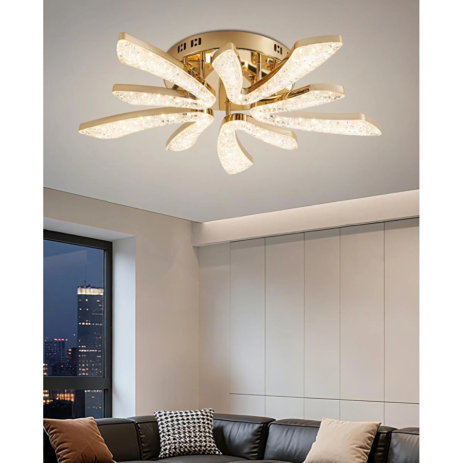 Apliqa Quinn 10'lu Gold 80 Watt Plafonyer 3 Renkli Led Avize