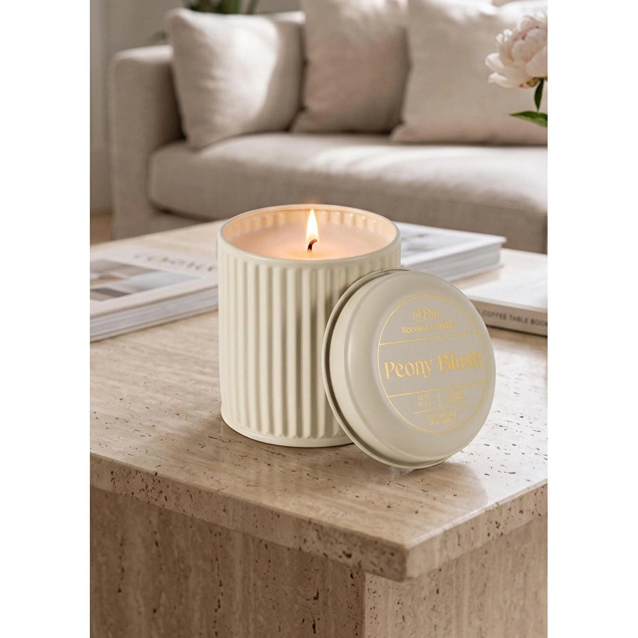 The Mia Calm Peony Blush Kokulu Krem Kapaklı Mum 830 Gr 12