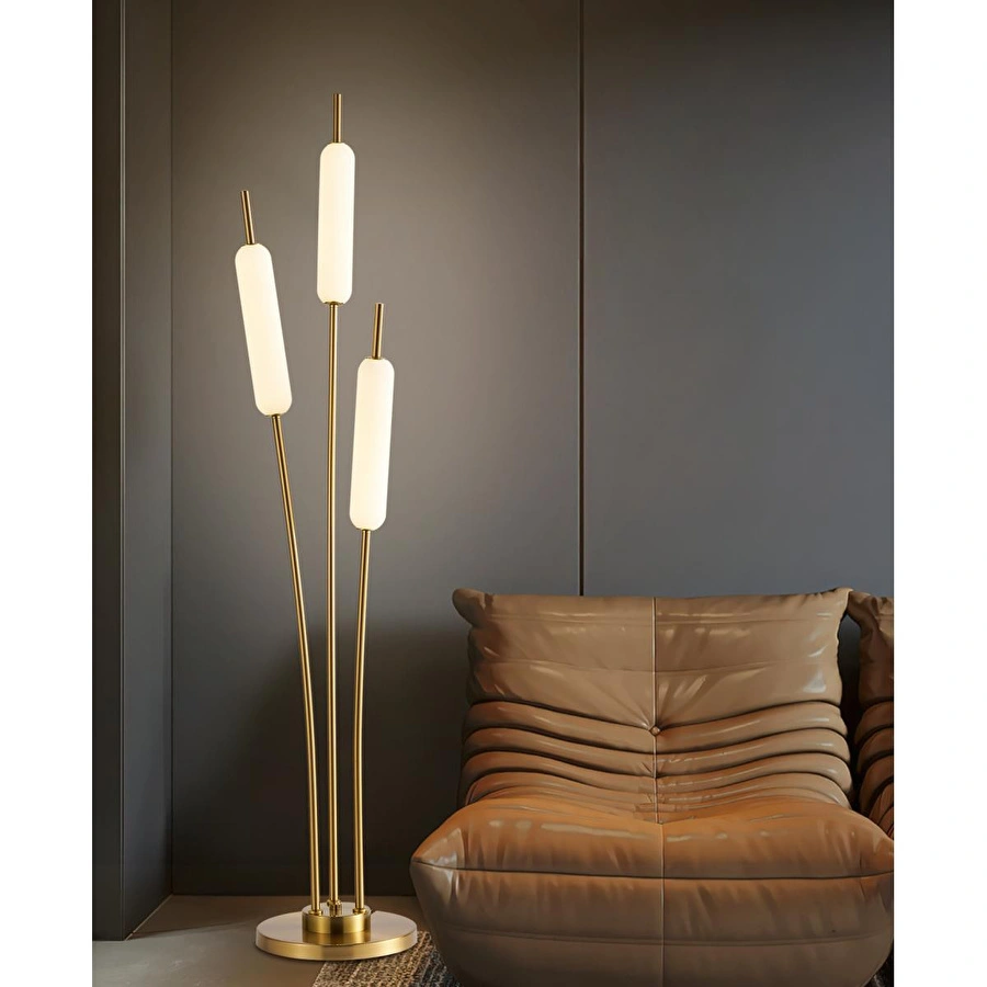 Apliqa Reed 3'lü Gold 36 Watt Led Lambader
