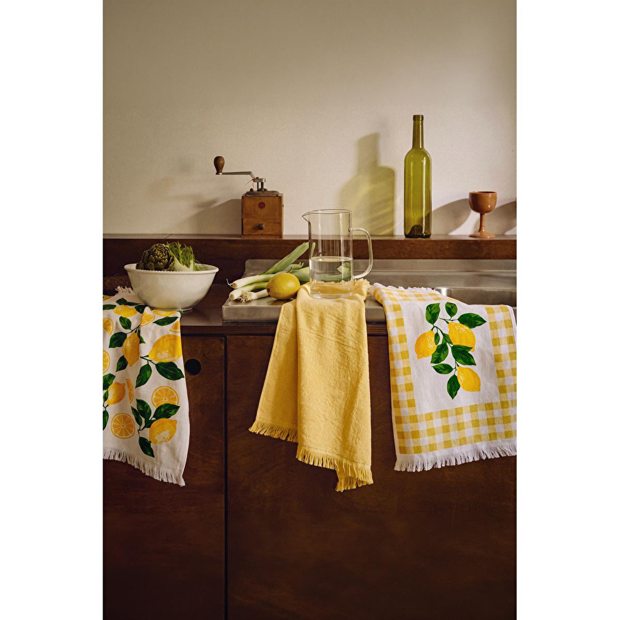Green Black Limonara 3'lü Mutfak Havlu Seti Baskılı 40x60