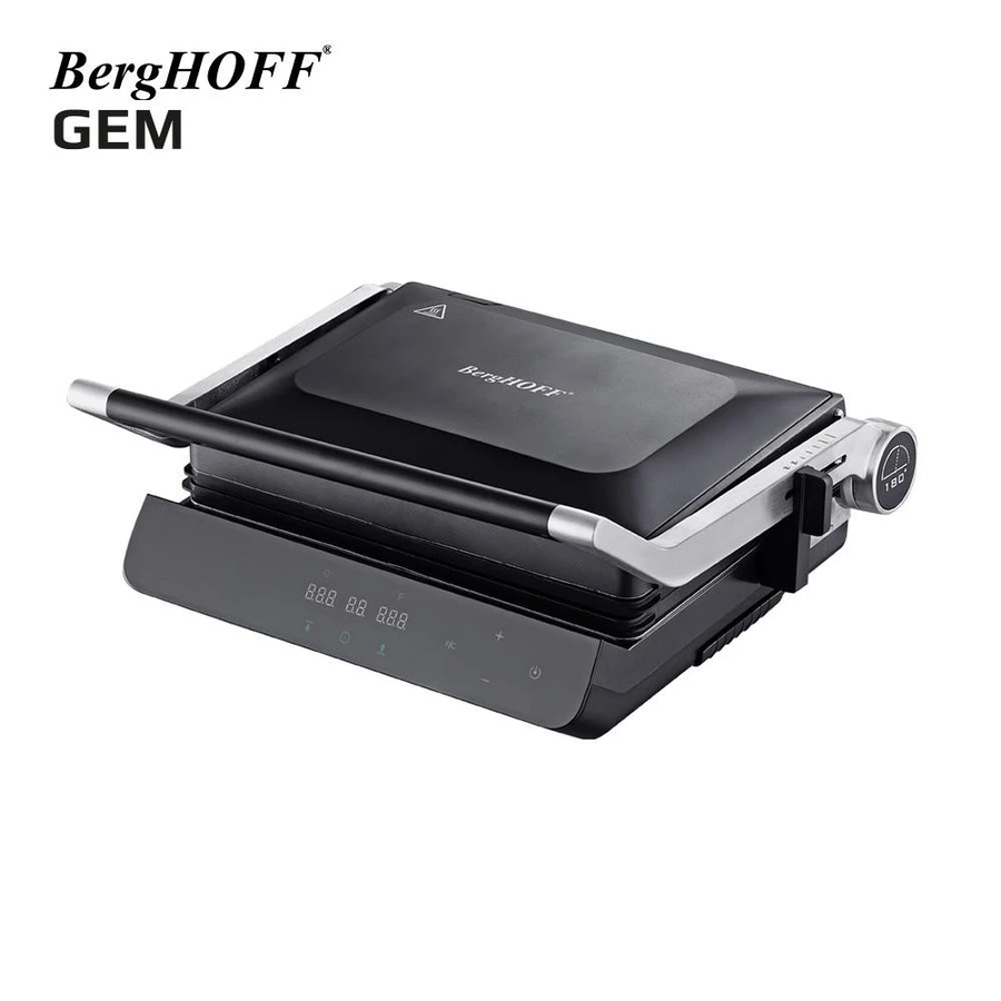 Berghoff Gem Titan Siyah Çelik Kapaklı Contact Izgara Ve Tost Makinesi