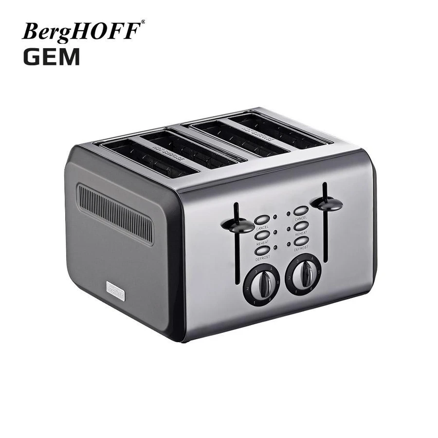 Berghoff Gem Titan Parlak Gümüş Gri Dört Dilim Ekmek Kızartma Makinesi