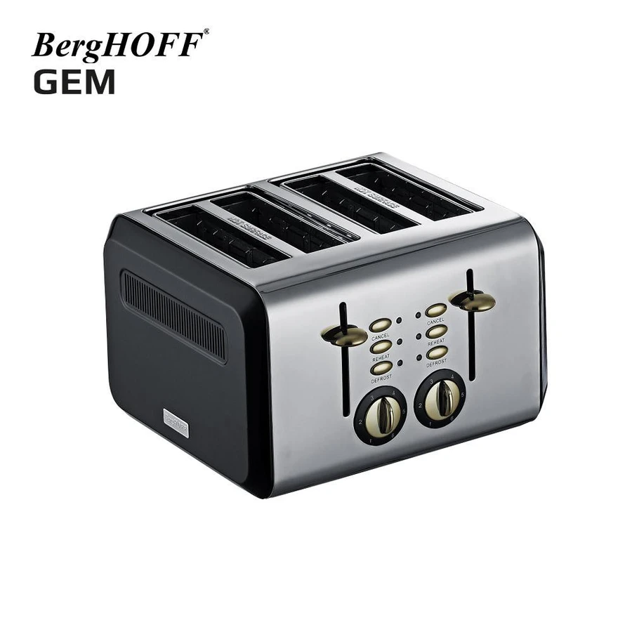 Berghoff Gem Titan Parlak Gümüş Siyah Dört Dilim Ekmek Kızartma Makinesi