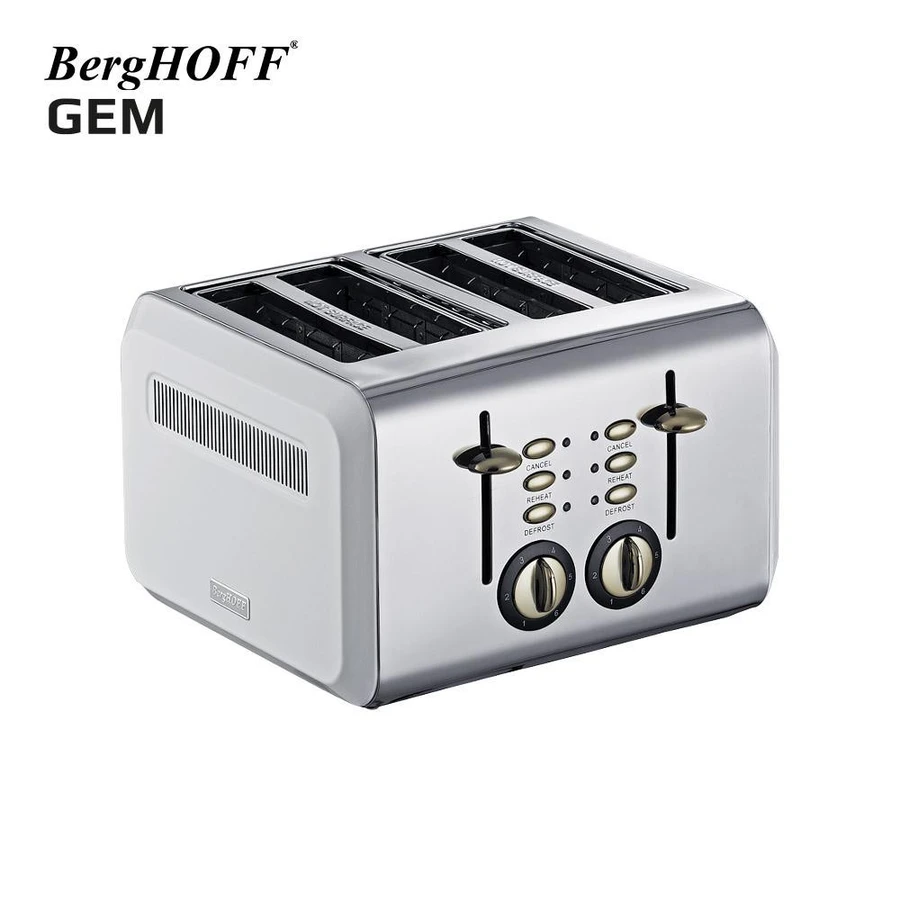 Berghoff Gem Titan Parlak Gümüş Beyaz Dört Dilim Ekmek Kızartma Makinesi